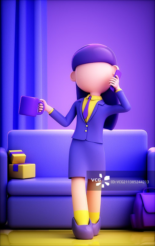 3D渲染的可爱女孩图片素材