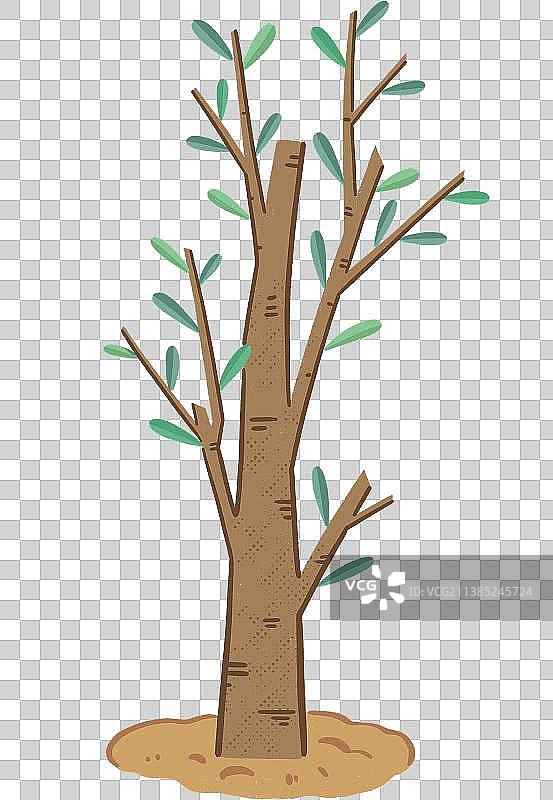 手绘卡通可爱成长中的树苗图片素材