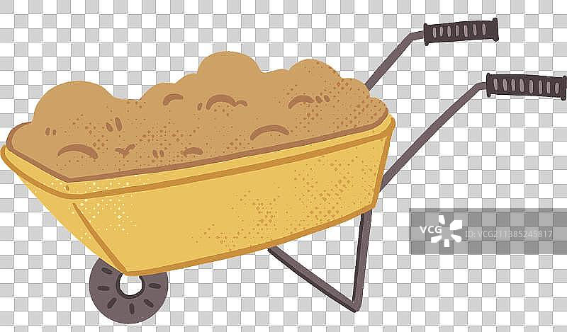 手绘盛着土壤的小推车图片素材