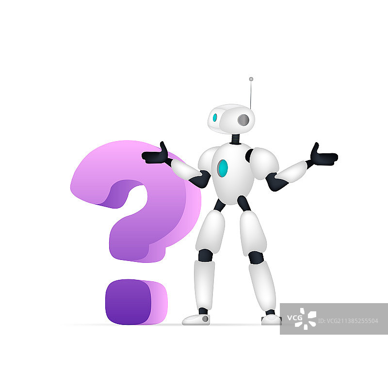 带有问号的白色机器人图片素材