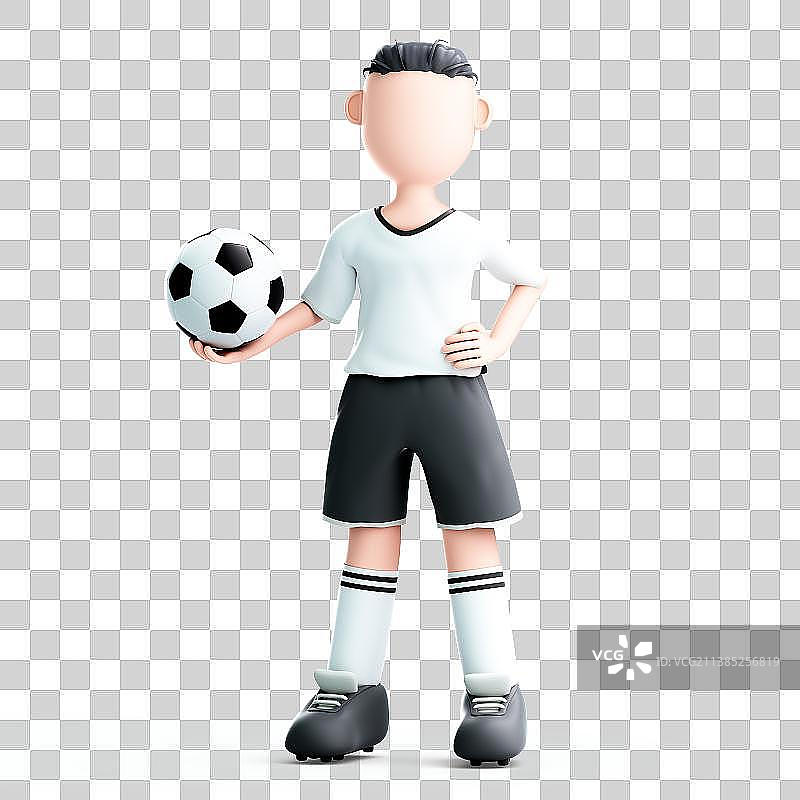 3D渲染的可爱的足球运动员图片素材
