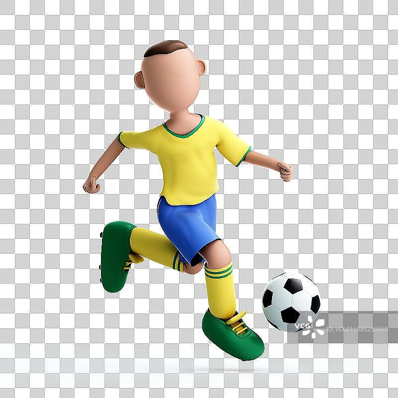 3D渲染的可爱的足球运动员图片素材