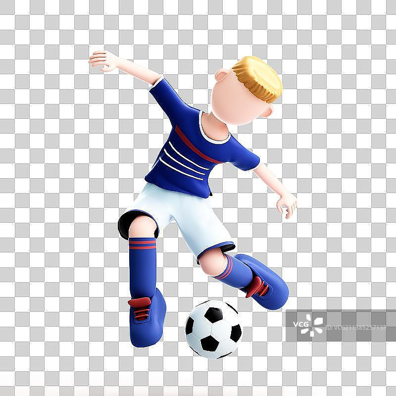3D渲染的可爱的足球运动员图片素材
