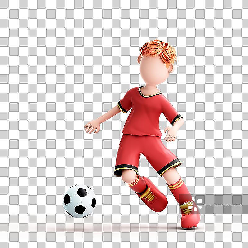 3D渲染的可爱的足球运动员图片素材