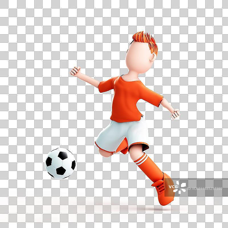 3D渲染的可爱的足球运动员图片素材