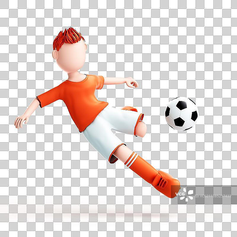 3D渲染的可爱的足球运动员图片素材