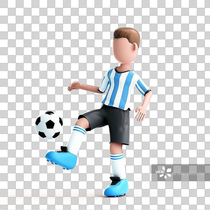 3D渲染的可爱的足球运动员图片素材
