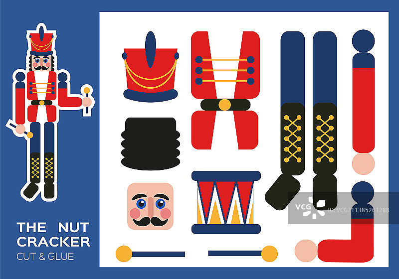 胡桃夹子剪切和粘贴新年传统图片素材