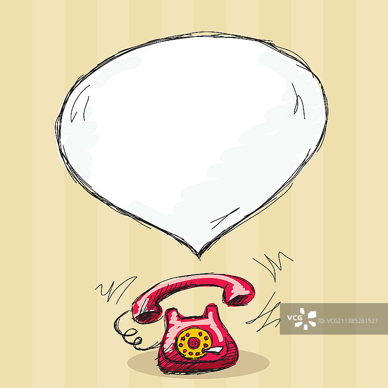 手绘复古电话与消息气泡图片素材