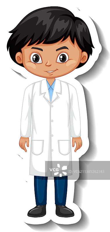 卡通科学家男孩贴纸图片素材