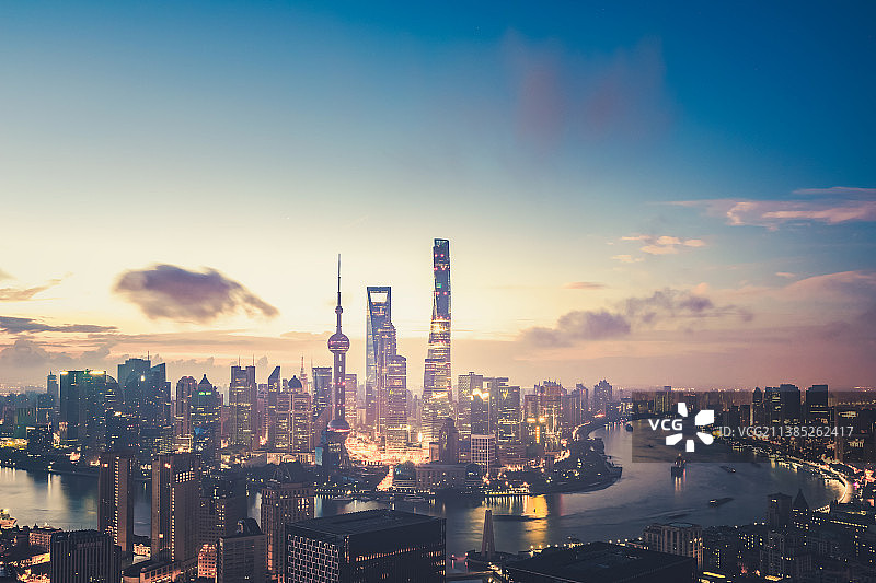 上海日出城市风光图片素材