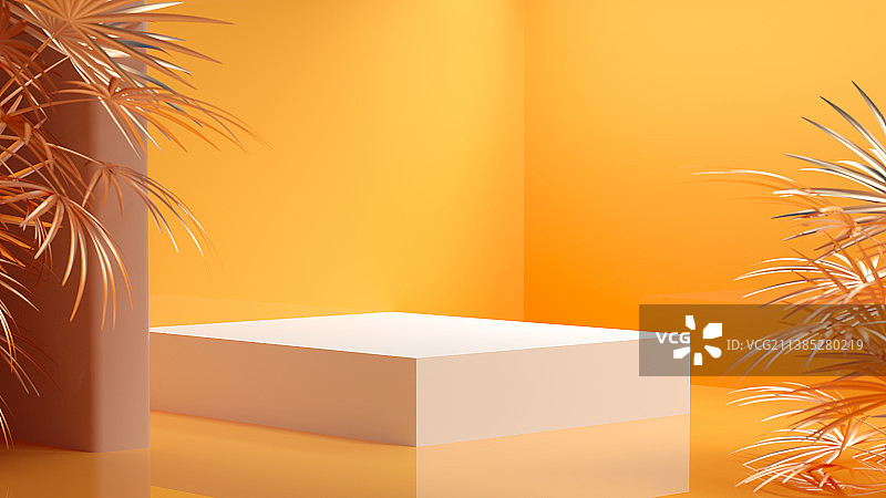 3D橙色展台场景图片素材