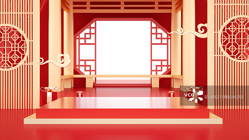 喜庆红色中国风场景图片素材