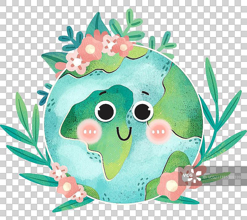 手绘可爱绿色地球母亲图片素材