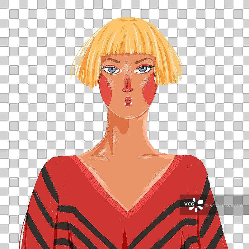 欧美风时尚个性的女生半身插画图片素材