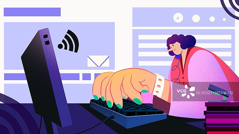 工作进行中扁平风插画图片素材