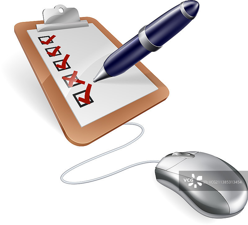 调查剪贴板和电脑鼠标图片素材