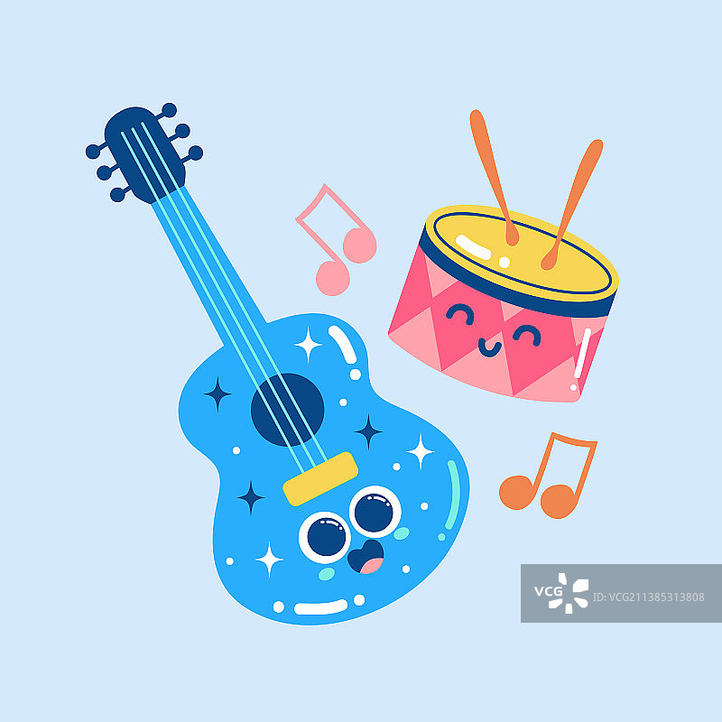 可爱闪光爱好贴纸扁平设计图片素材