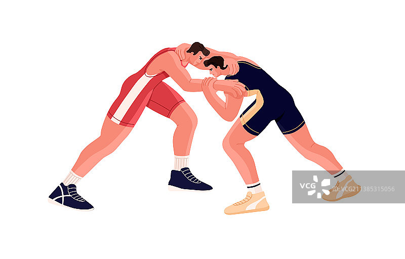 两名强壮的摔跤手比赛图片素材
