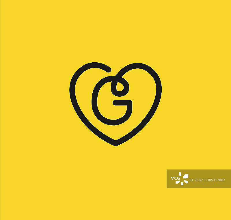 字母G爱心标志图标图片素材