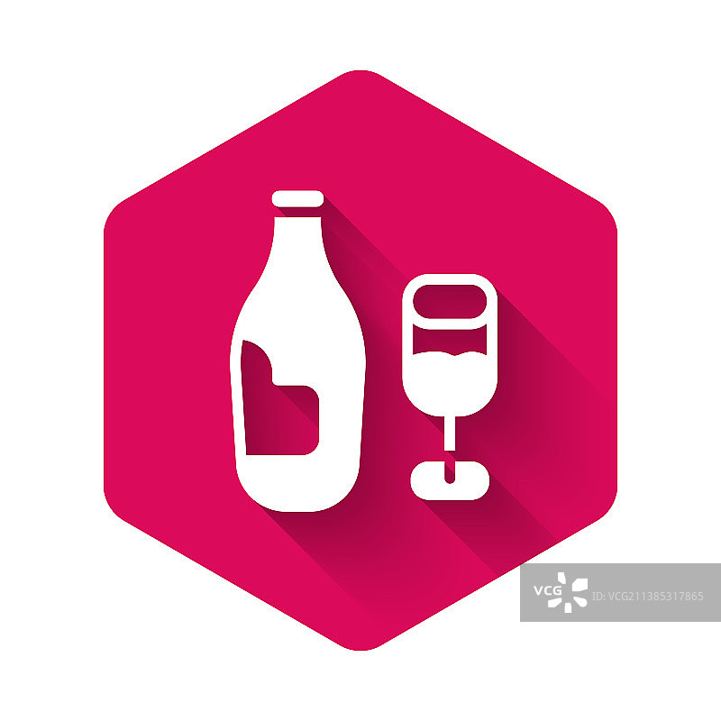 白色葡萄酒瓶与玻璃杯图标图片素材