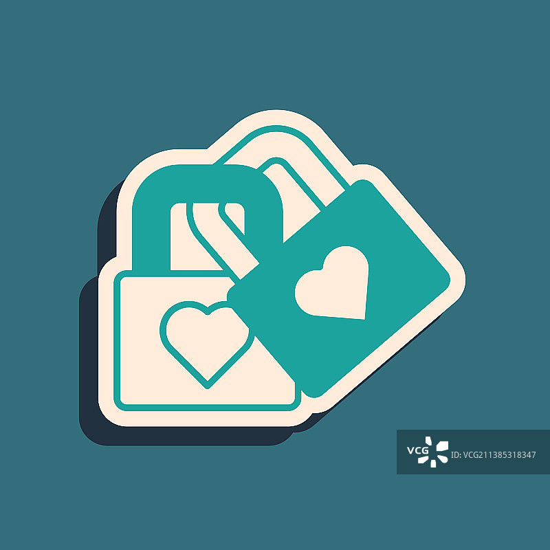 绿色背景上的带心形图标的绿色锁图片素材