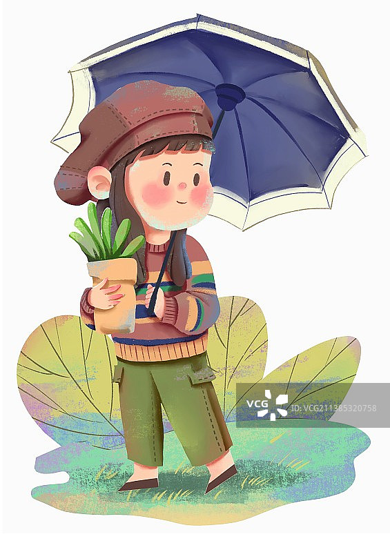 拿着伞的女孩图片素材