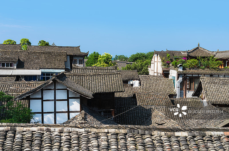 四川成都邛崃平乐古镇建筑风光图片素材