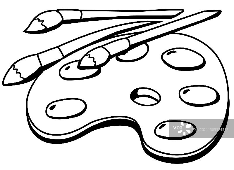 调色板颜料线条画图片素材