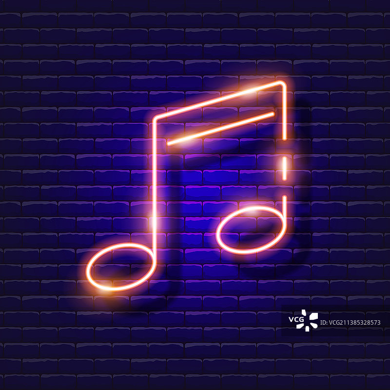 十六分音符霓虹灯图标音乐发光标志图片素材