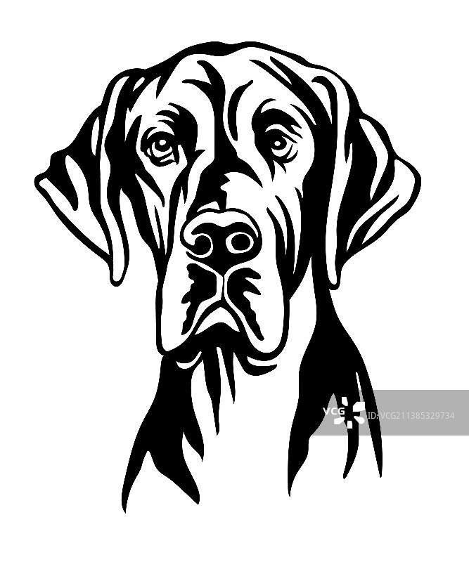 黑色轮廓大丹犬画像图片素材