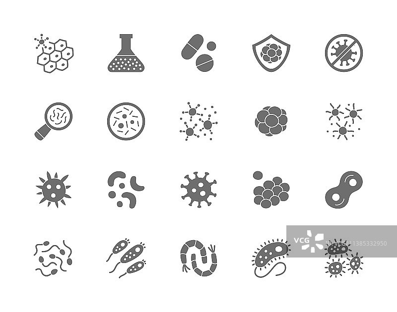 灰色细菌微生物细胞图标合集图片素材