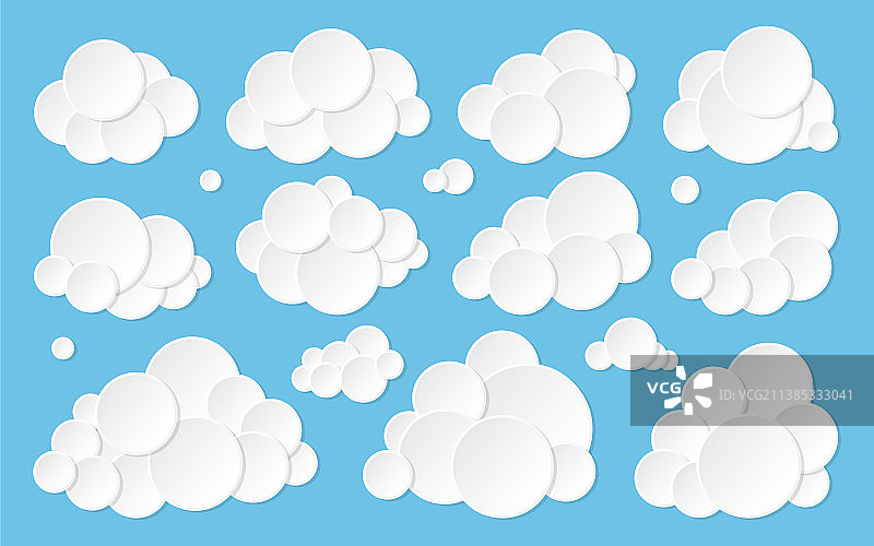 云朵剪纸天气白色信息banner扁平化合集图片素材