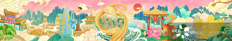 国风城市插画：泉城济南图片素材