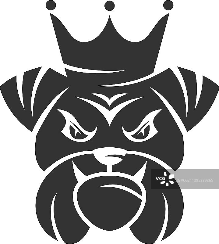 带皇冠的斗牛犬面部模板图标图片素材