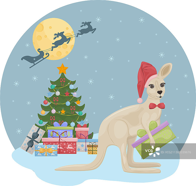 描绘圣诞树的可爱圣诞节图片素材