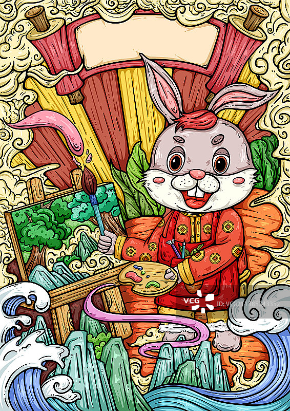 兔年国潮插画：大展鸿“兔”图片素材