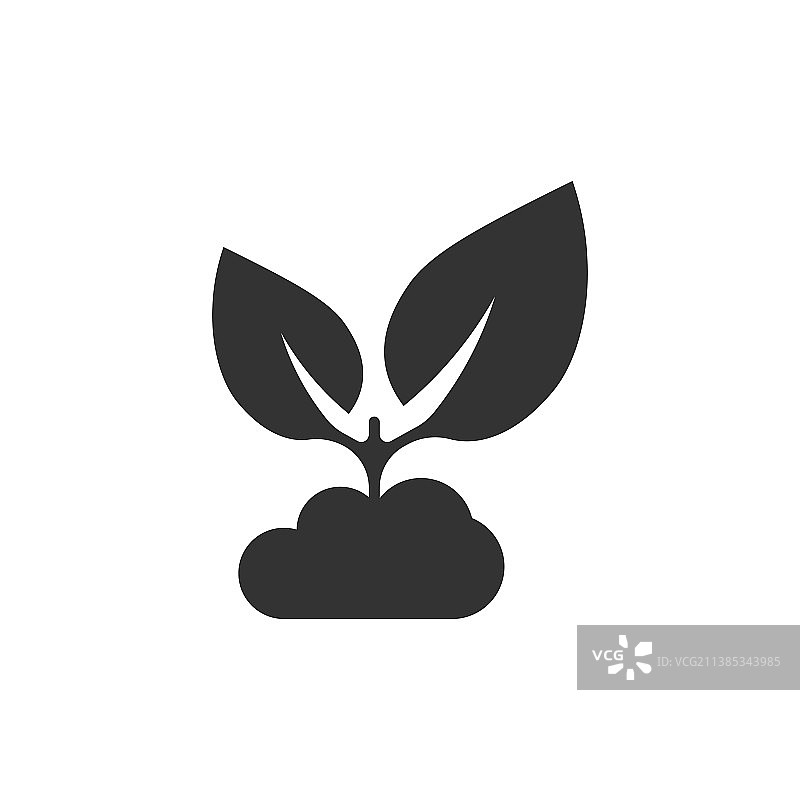 扁平风格的树叶图标，白色背景图片素材