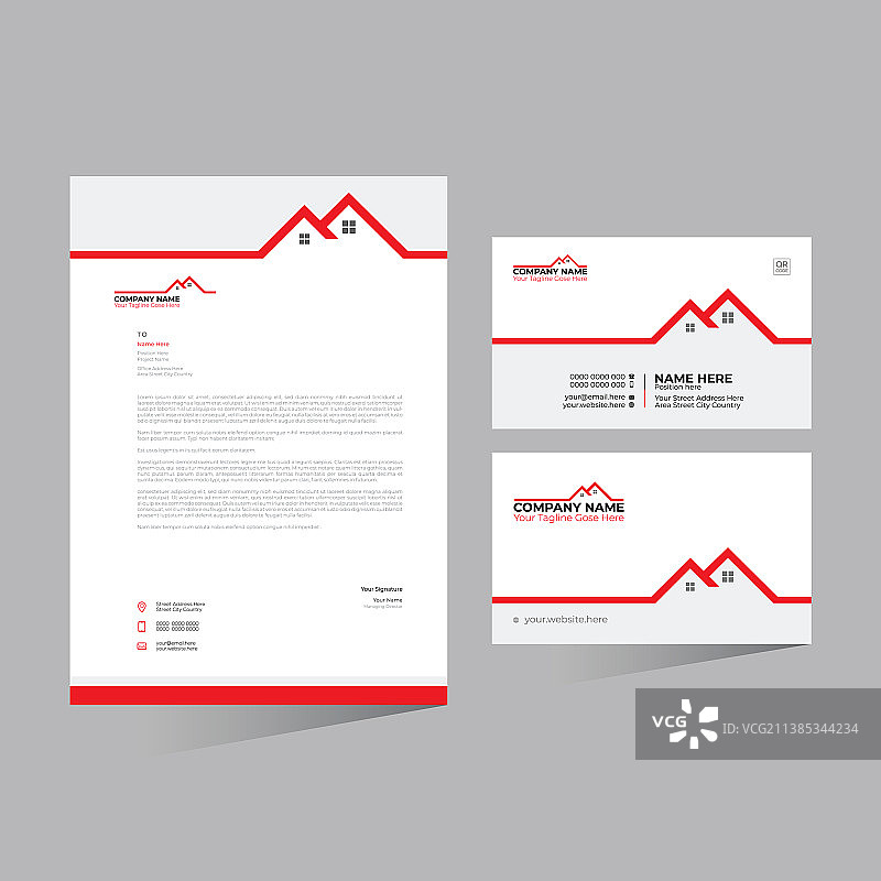 家庭信笺抬头和名片图片素材