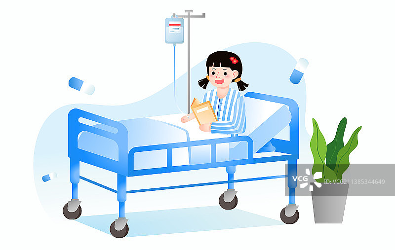 儿童住院病人矢量渐变插画图片素材
