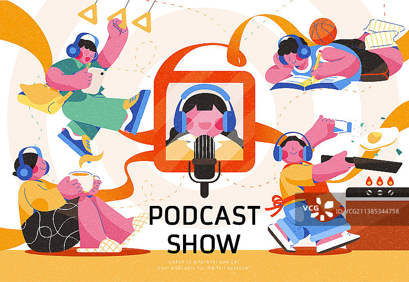 无时无刻听播客节目插图图片素材