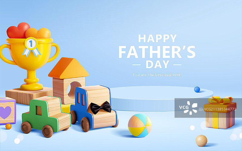 三維木头玩具父亲节贺图 舞台背景图片素材