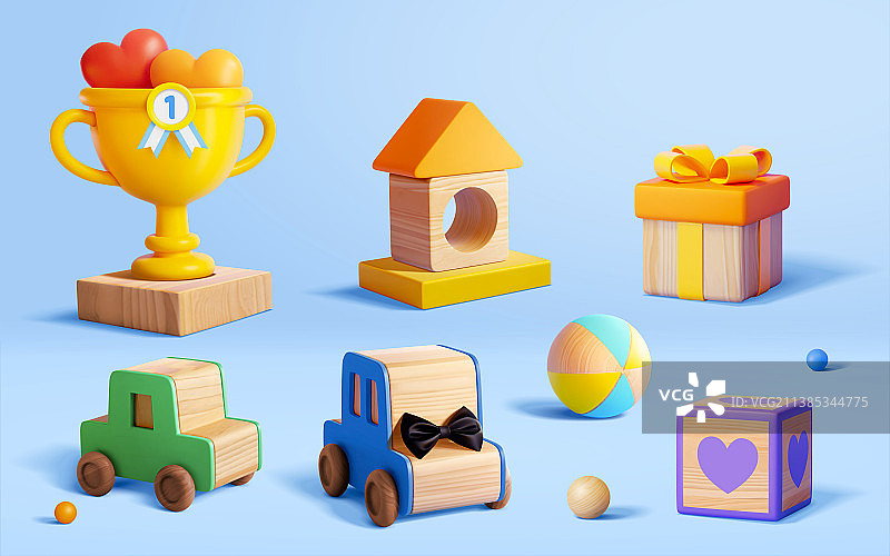 三維可爱积木玩具集合素材图片素材