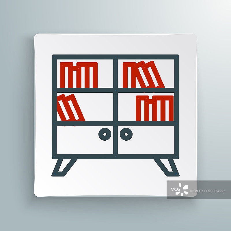 线条图书馆书架图标，白色背景图片素材