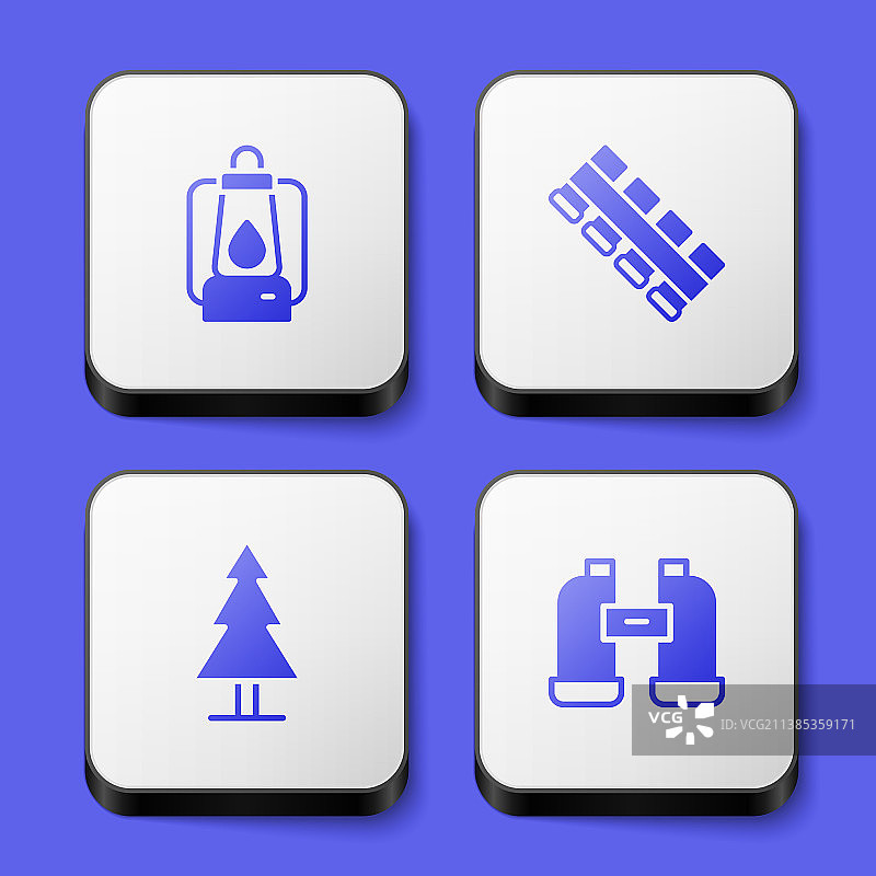 露营灯笼、狩猎弹药带和树木图片素材