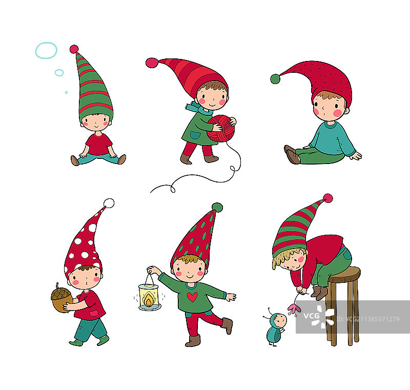 可爱卡通侏儒森林精灵小仙女图片素材