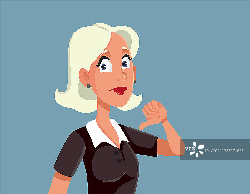 女人手持拇指向下，表示负面反馈图片素材