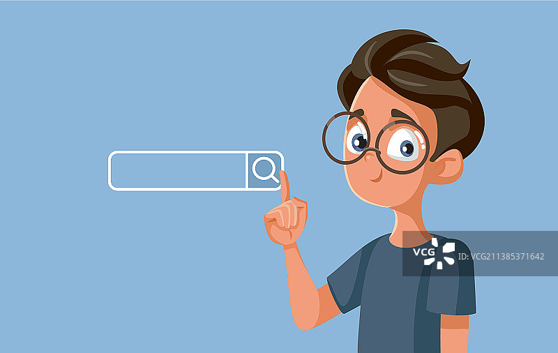 指向搜索栏卡通的青少年男孩图片素材