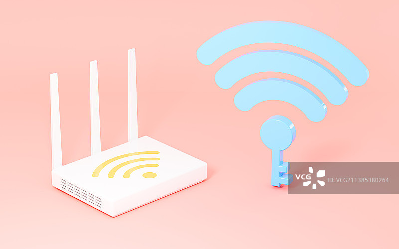 无线路由器与wifi3D渲染图片素材
