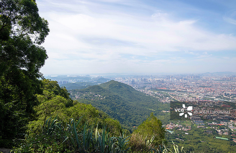 从清源山顶俯拍泉州全景图片素材
